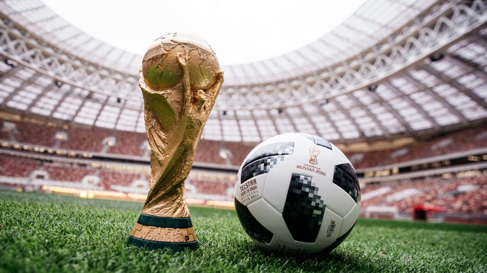 2018 FIFA World Cup Russia trophy and ball