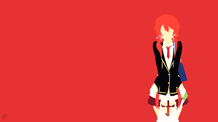 Anime girl with red hair in school uniform
