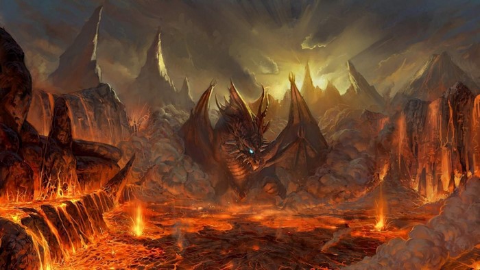 Dragon in a volcanic landscape from Lineage II