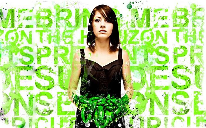Bring Me the Horizon album cover with woman holding pickles