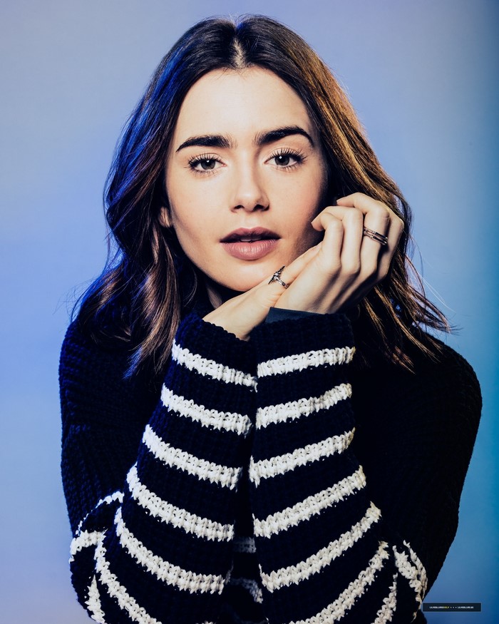Lily Collins posing for a photoshoot