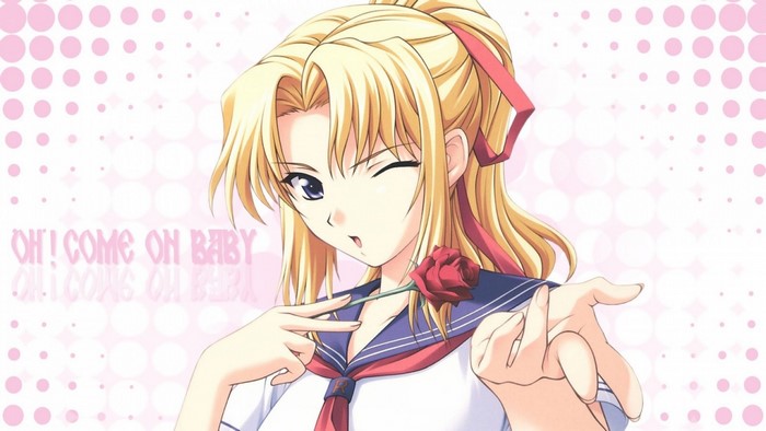 Kiriya Erika from Tsuyokiss holding a rose