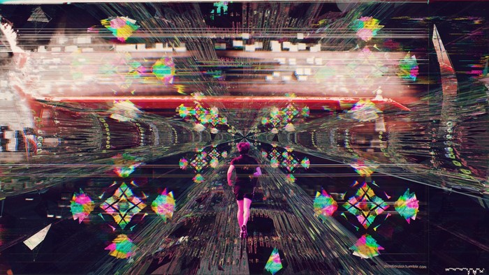 Cyberpunk Glitch Art Abstract Runner
