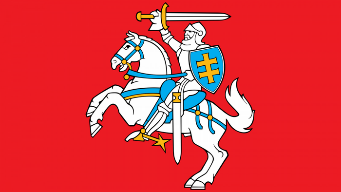 Flag of Lithuania with a knight on horseback