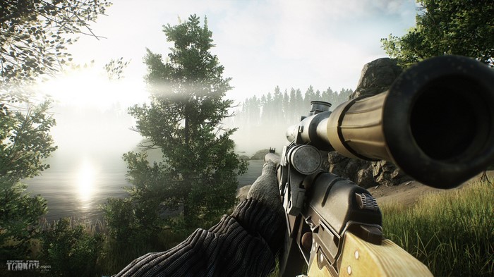 Soldier aiming rifle in Escape from Tarkov