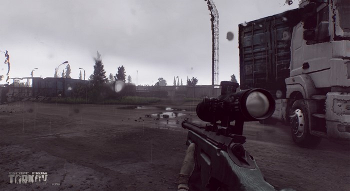Escape from Tarkov first-person view with sniper rifle