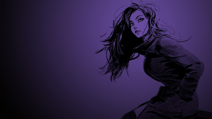 Purple Monochrome Anime Woman by Ilya Kuvshinov