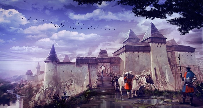 Castle in Kingdom Come Deliverance at dusk