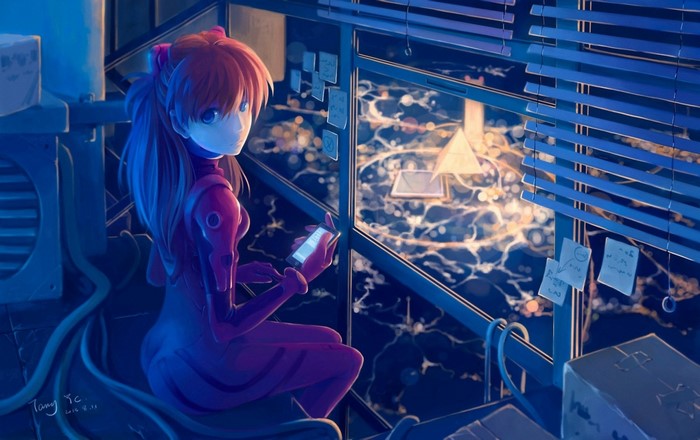 Asuka Langley Soryu in Neon Genesis Evangelion Night Scene
