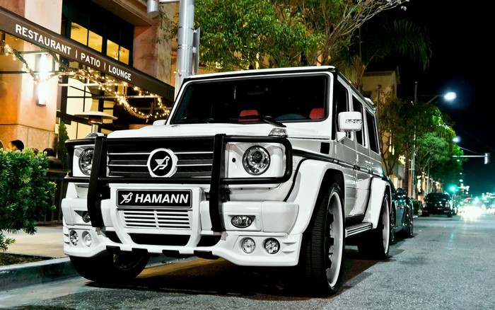 White Hamann Mercedes-Benz G-Class parked at night