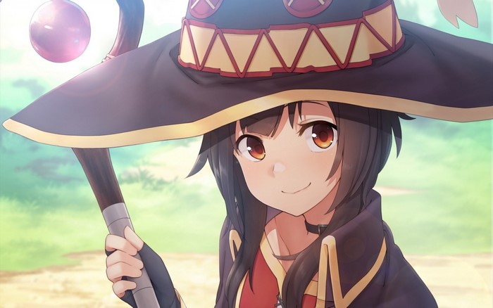 Megumin from Kono Subarashii Sekai ni Shukufuku wo holding a staff