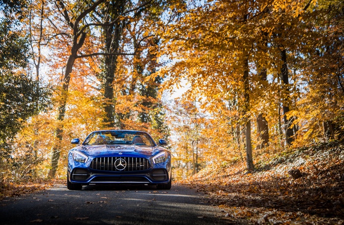 4K Mercedes AMG GT C Convertible in Autumn Forest