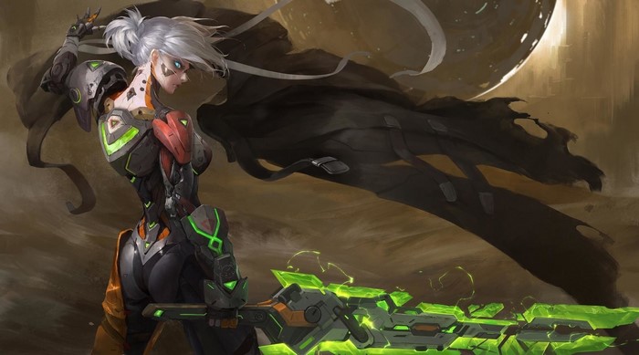 Riven from League of Legends with a glowing sword