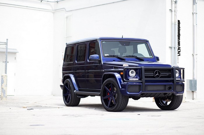 Blue Mercedes-Benz G-Class G63 SUV with custom wheels