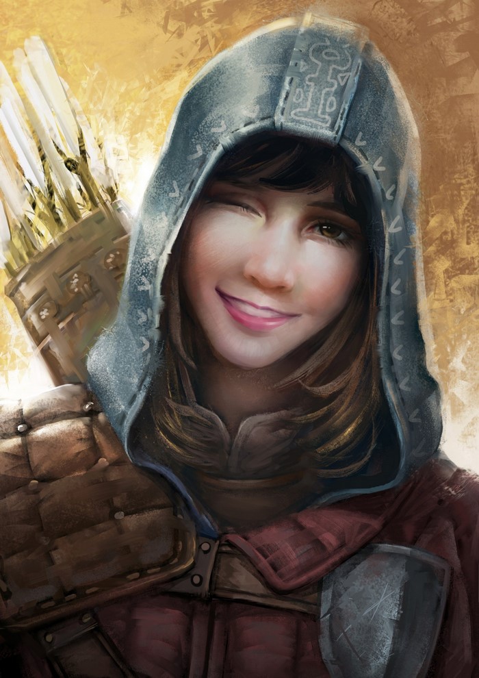 Fantasy Archer Girl with Hood and Quiver