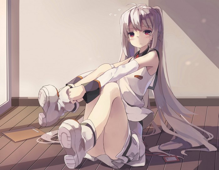 Isla from Plastic Memories sitting on the floor