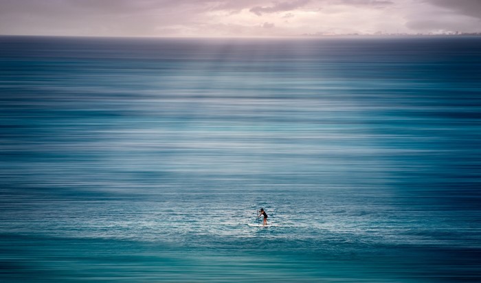 Person on a paddleboard in the ocean