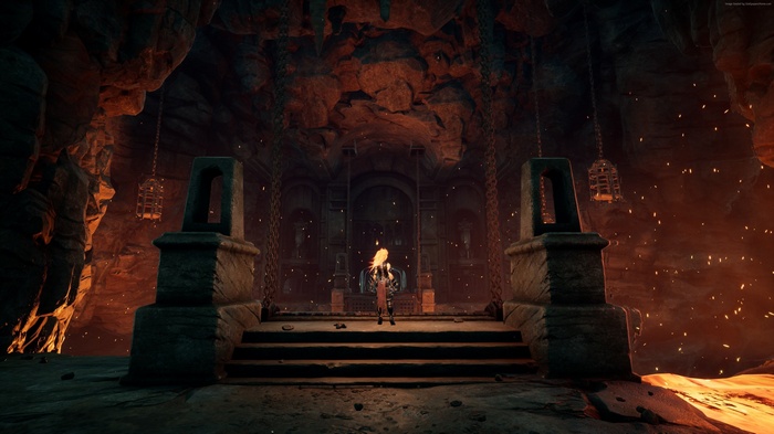 Fury from Darksiders III in a cave