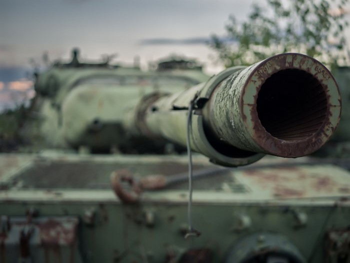 Abandoned Leopard 1 tank with rusted cannon