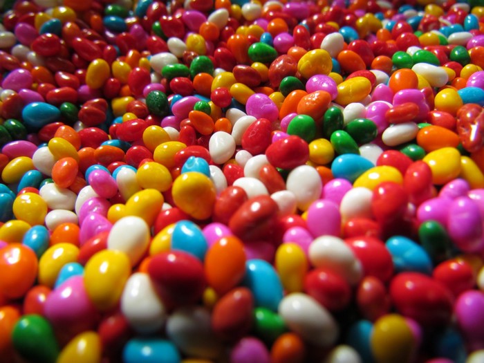 Macro shot of colorful candy sprinkles