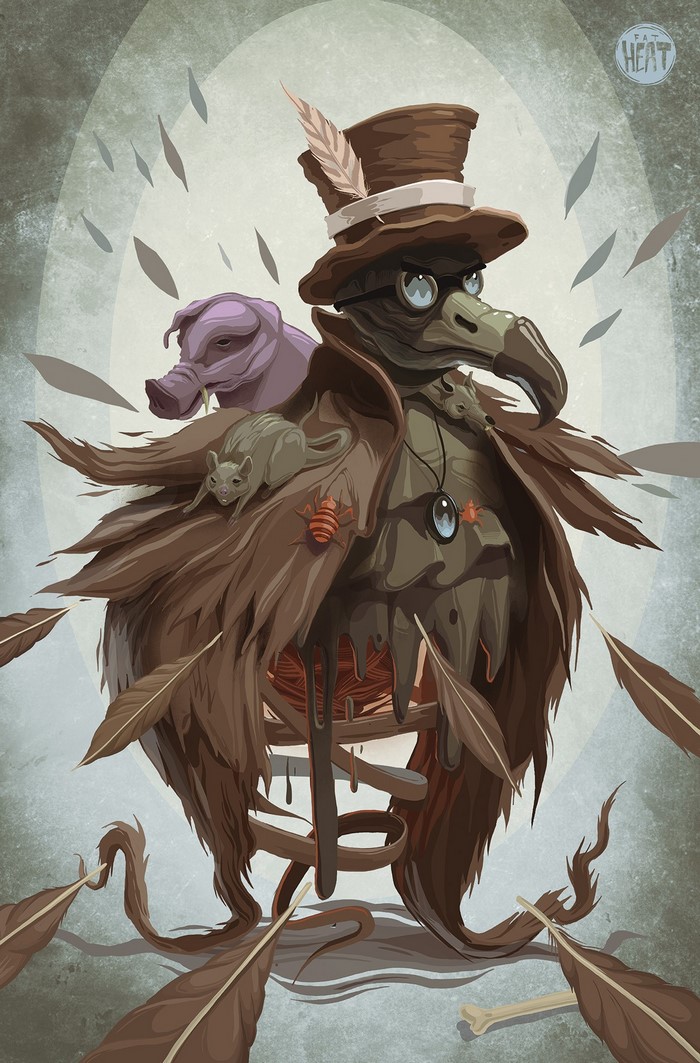 Plague Doctor with Pig, Rat, and Bugs
