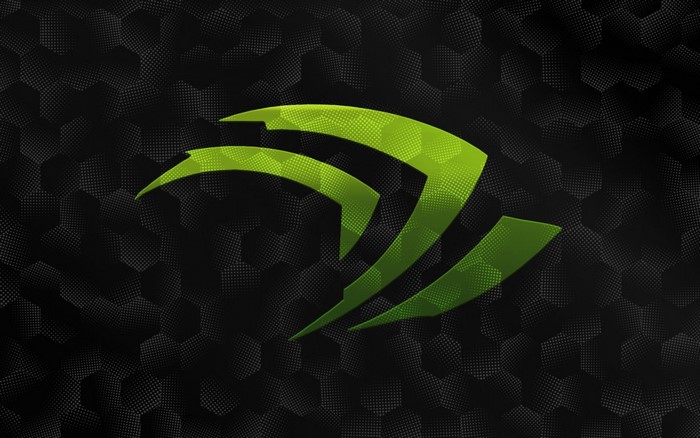 Nvidia logo on a black hexagonal pattern