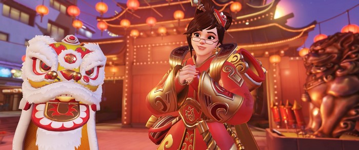 Mei from Overwatch in Chinese New Year themed attire