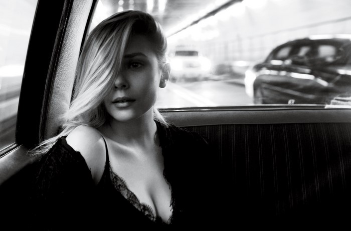 Elizabeth Olsen in a car at night