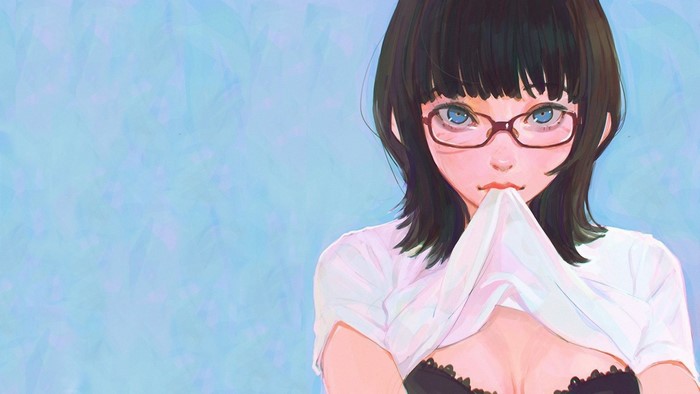 Anime girl with glasses by Ilya Kuvshinov