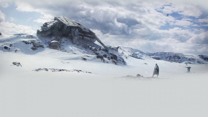 Star Wars crashed ship in snowy mountains