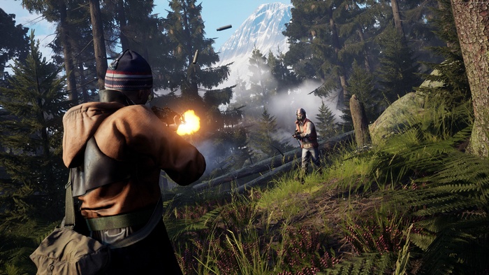 Vigor 4K screenshot of a firefight in a forest