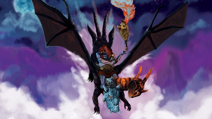 Jakiro from Dota 2 riding a dragon