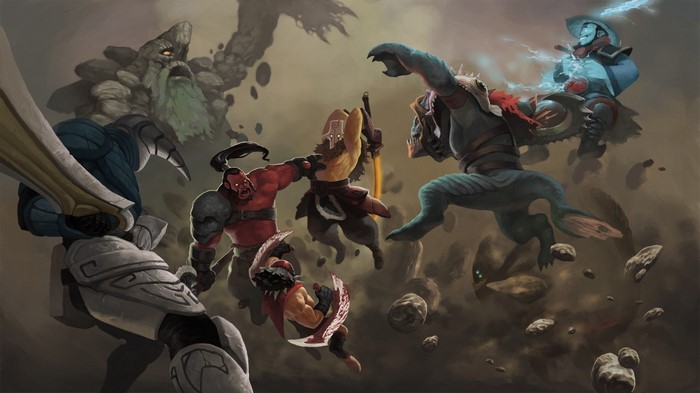 Dota 2 characters in battle