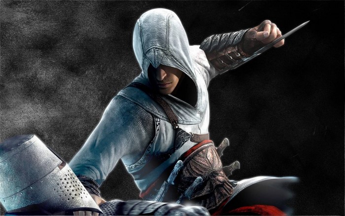 Ezio Auditore from Assassin's Creed holding a hidden blade