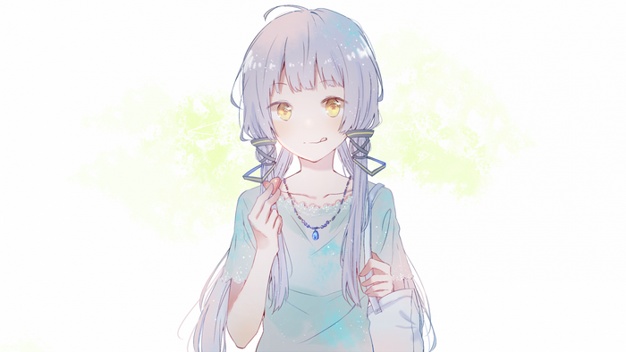 Anime girl with pigtails and necklace