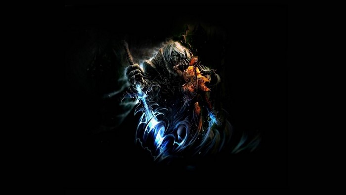 Arthas with Frostmourne from World of Warcraft