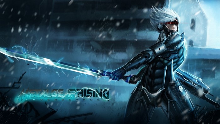 Raiden from Metal Gear Rising: Revengeance with a lightning sword
