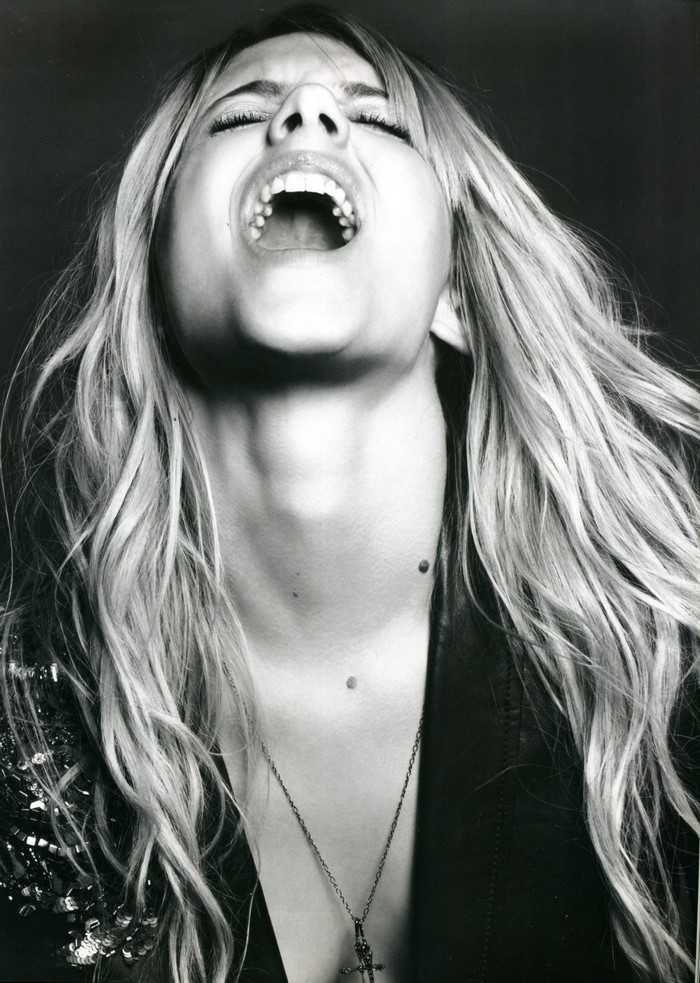 Melanie Laurent screaming with mouth open