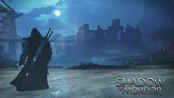 Talion from Middle-earth: Shadow of Mordor in a ruined castle at night