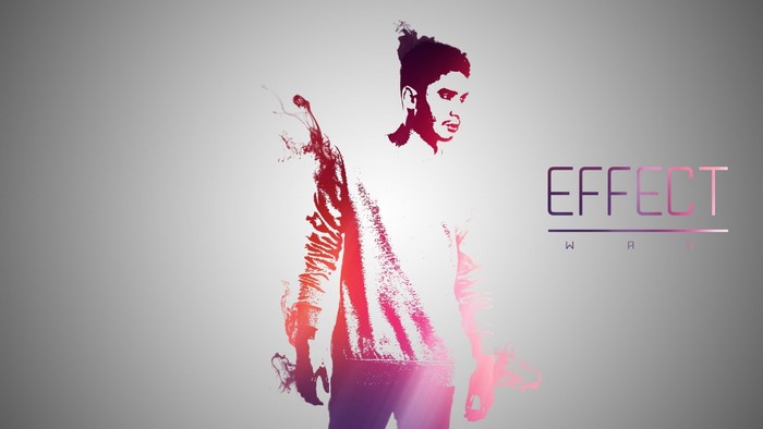 Man with red and purple effect and "EFFECT WAR" text