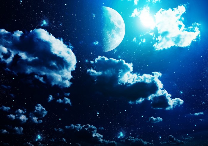 Night sky with moon and clouds