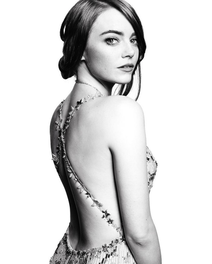 Emma Stone in a backless gown