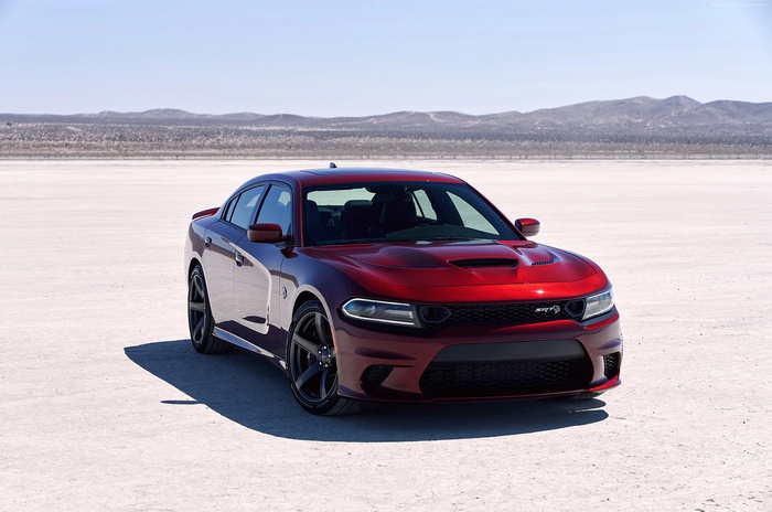 Red Dodge Charger SRT Hellcat in desert