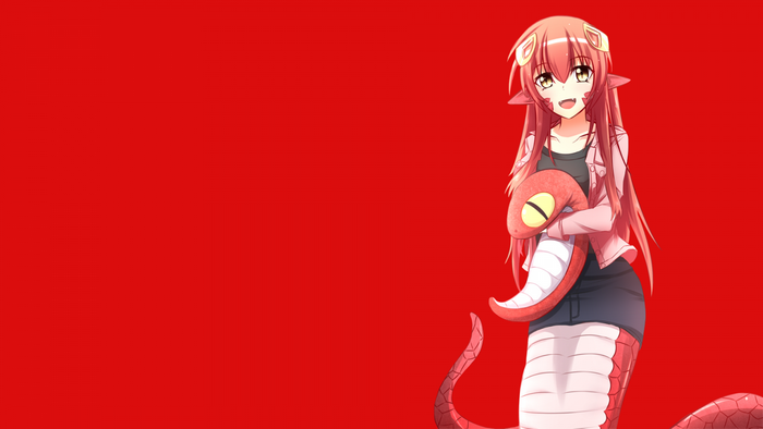 Miia from Monster Musume no Iru Nichijou holding a snake plush