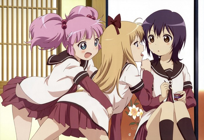 Kyoko Toshino, Yoshikawa Chinatsu, and Funami Yui from Yuru Yuri
