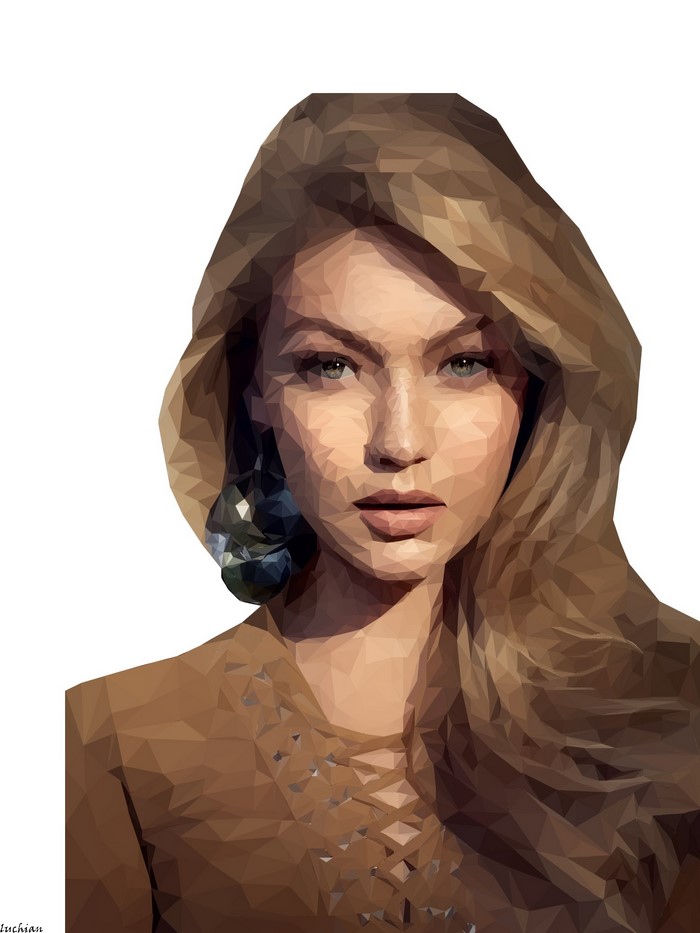 Low poly illustration of Gigi Hadid