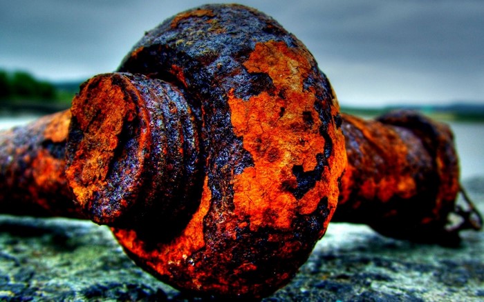 Close up of a rusty bolt and nut