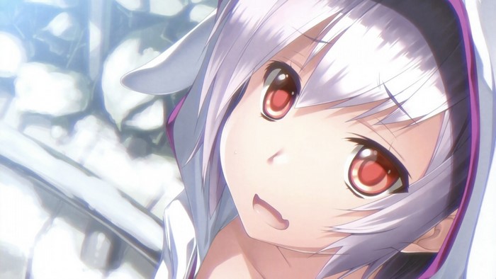 Anime girl with white hair and red eyes