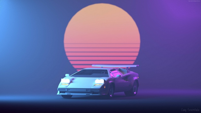 Lamborghini Countach Retrowave 4K