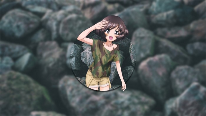 Anime girl in camouflage shirt and shorts